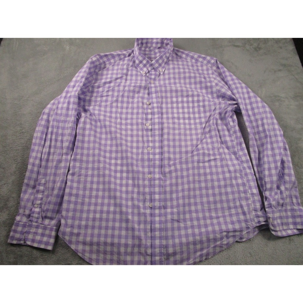 J Crew Shirt Mens XL Purple Checked Preppy Casual Lightweight Cotton